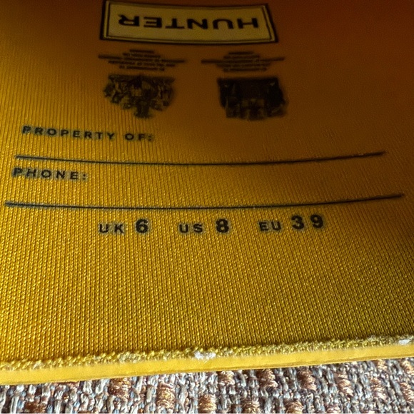 HUNTER Mustard Yellow Rain Boots Size 8 Women - Picture 9 of 14